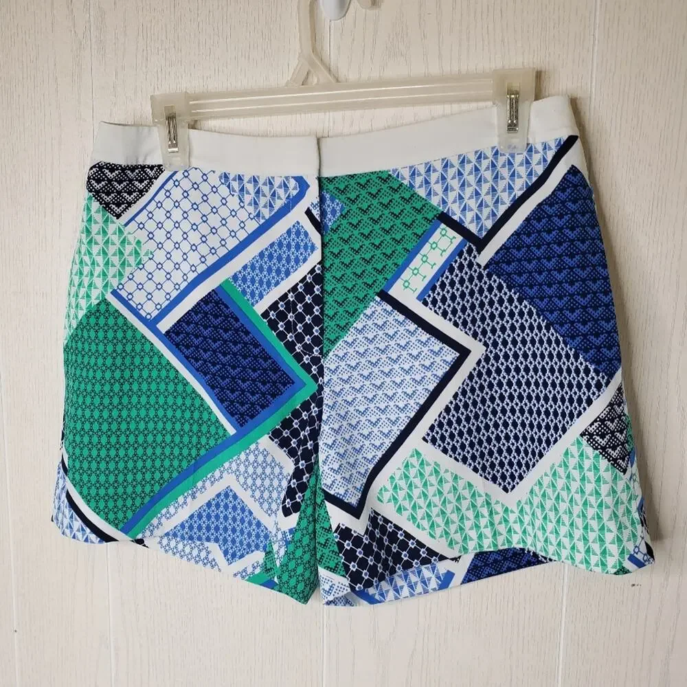 Tommy Hilfiger shorts green blue graphic print palm beach size 2